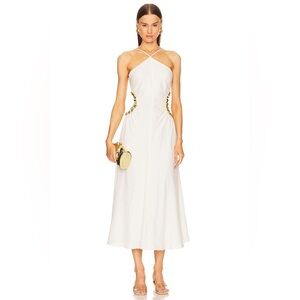 NEW CULT GAIA SILVIA DRESS White/Gold Size 2